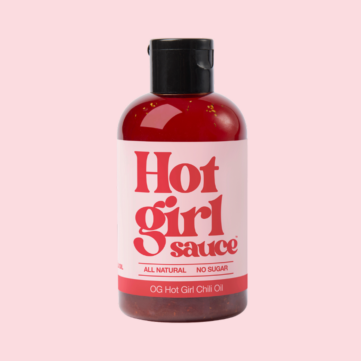 Bottle of OG Hot Girl Squeezable Chili Oil with squeeze lid - Hotgirlsauce chili oil - chili sauce - hot sauce